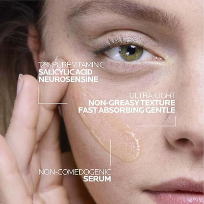 La Roche-Posay Pure Vitamin C12, Sérum Facial Antioxidante con 12% de Vitamina C, Antiarrugas, Mayor Luminosidad, Textura Ligera, para Pieles Sensibles, 30 ml