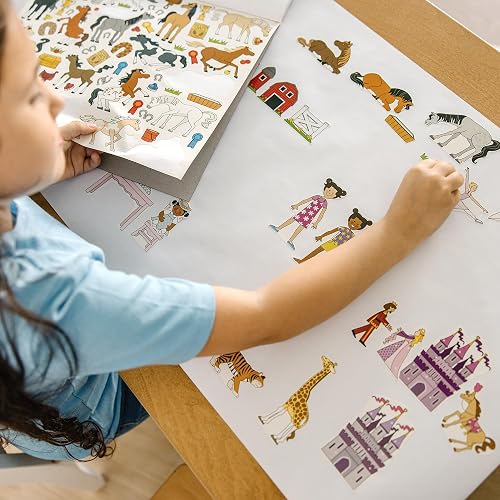 Melissa & Doug: Colección de Autoadhesivos y Libros de Colorear: Princesas, Hadas, Animales y Más (100 Hojas, 11 x 14 Pulgadas, Rosa y Púrpura)
