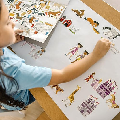 Melissa & Doug: Colección de Autoadhesivos y Libros de Colorear: Princesas, Hadas, Animales y Más (100 Hojas, 11 x 14 Pulgadas, Rosa y Púrpura)