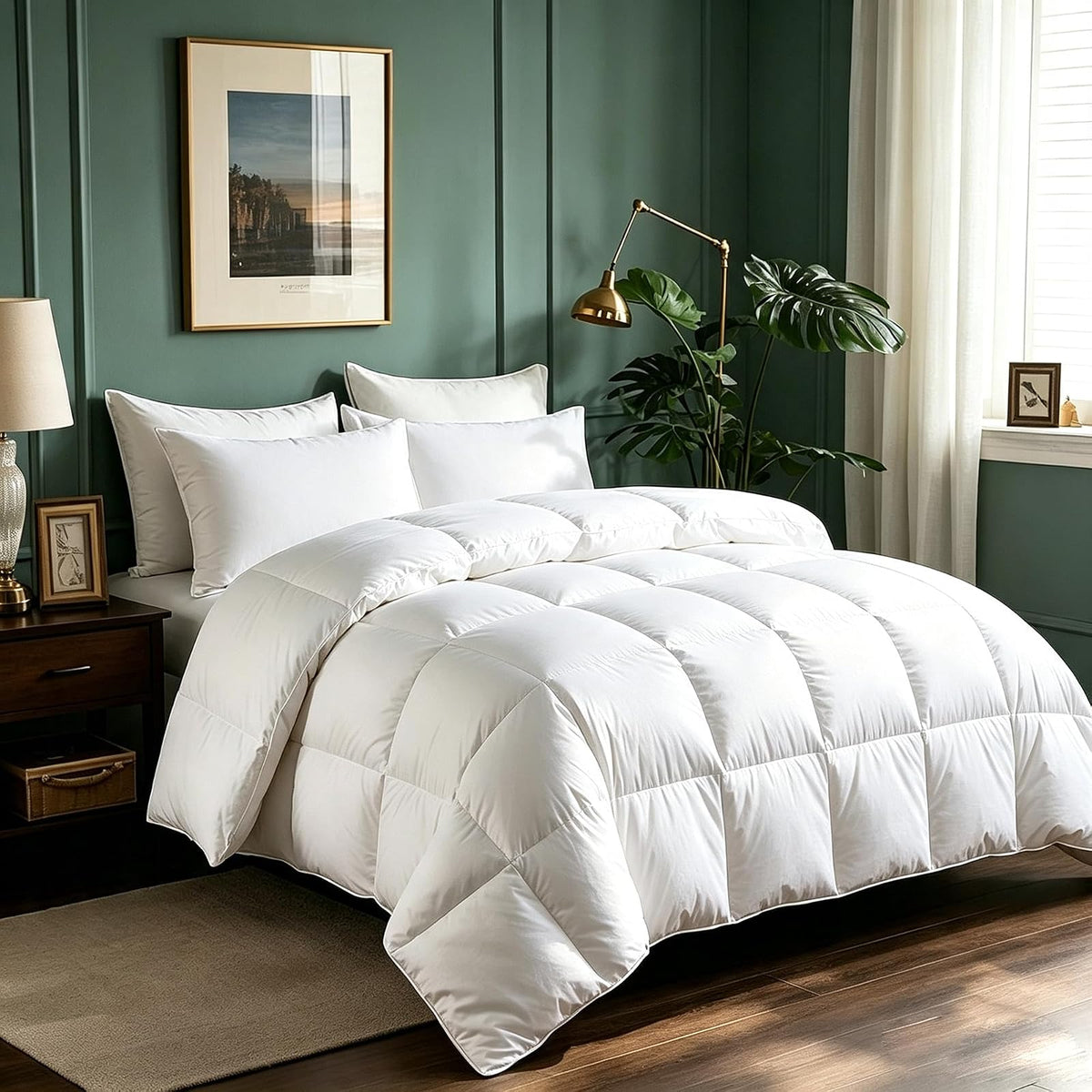 Serta Goose Feathers - Edredón de Fibra de plumón tamaño King, 100% algodón, edredón hipoalergénico de Lujo de Hotel, 94 onzas, Extra cálido, 106 x 90 Pulgadas, Color Blanco