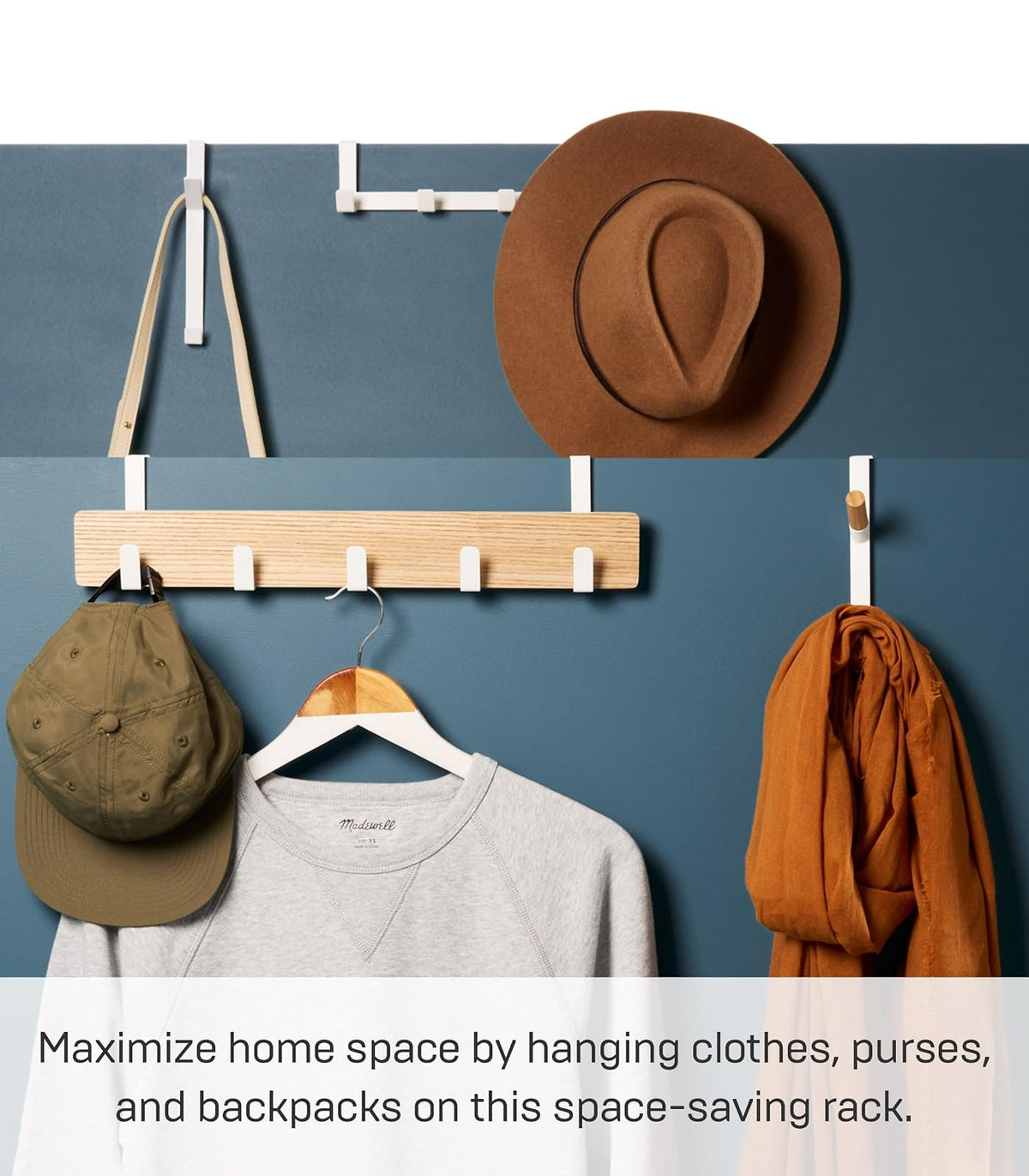 YAMAZAKI Home Smart Wide - Estante para puerta (ancho para el hogar), color blanco