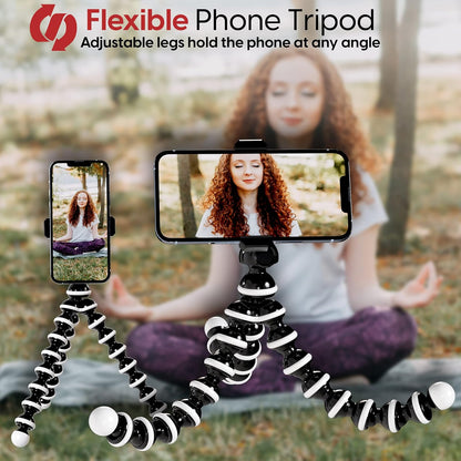 TalkWorks - Trípode Flexible para iPhone, Android, cámara, Patas Plegables, Soporte Ajustable con Mini Control Remoto inalámbrico para Selfies, vlogging, Belleza/Maquillaje, transmisión en