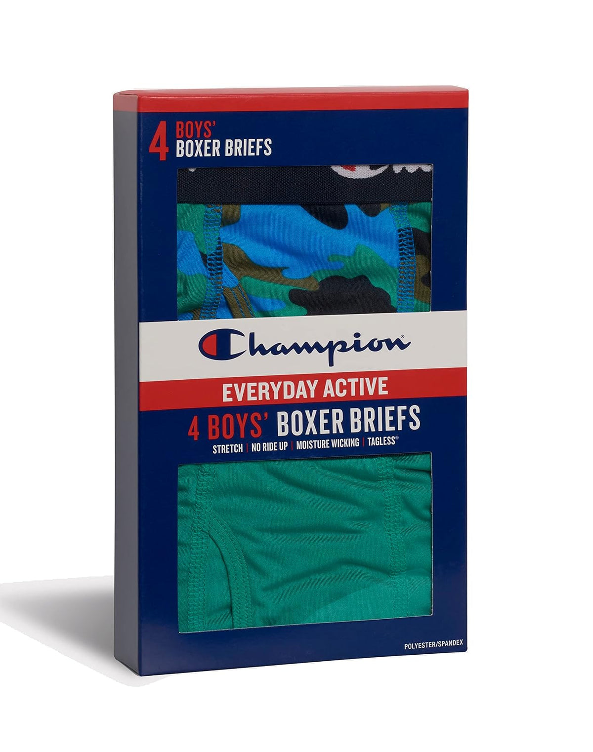 Champion Boys' Underwear, Everyday Active Stretch Boxer Briefs, Assorted 4-Pack