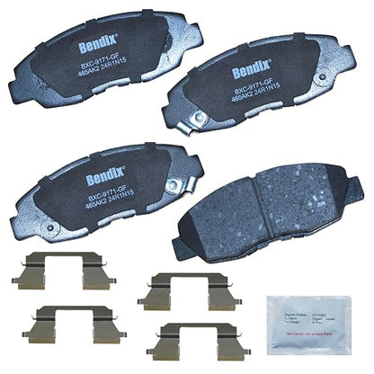 Bendix CFC465AK2 Pastilla de Freno de Cerámica sin Cobre con Accesorios Frontales, Metálico