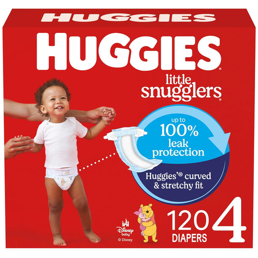 Pañales para bebé talla 4 (22-36 libras), 120 unidades, Huggies Little Snugglers