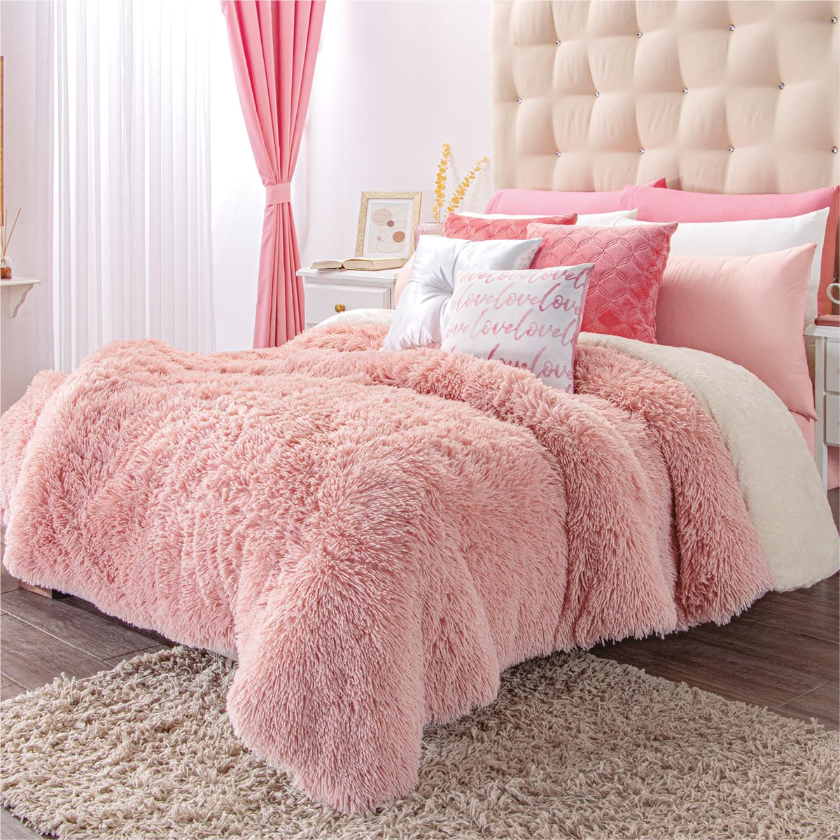 Colchas Concord Cobertor Pachi Flannel, Color Rosa, 100% Poliéster, Tamaño King Size, Queen Size, Manta Cálida y Suave para Cama, Ideal para Invierno, 1 Pieza