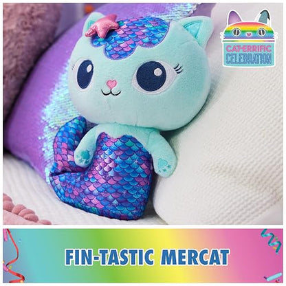Gabby's Dollhouse, Fin-Tastic Mercat, Juguete de Peluche de Alta Calidad, 10 Pulgadas de Alto con Cola de Sirena en Movimiento, Juguetes para niños para niñas y niños a Partir de 3 años