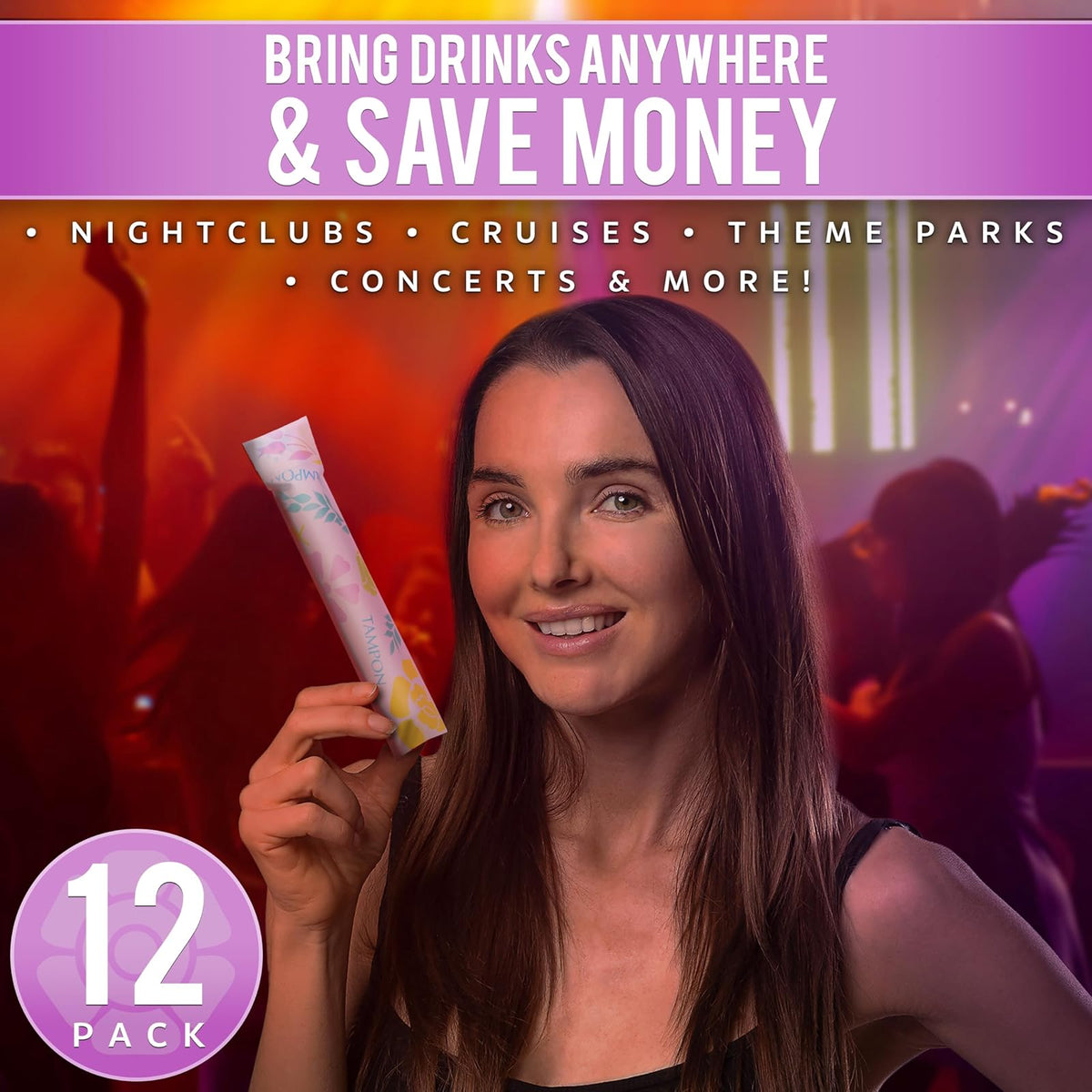 GoPong - Frascos de tampón (18 onzas en total) - Frascos de viaje con alcohol oculto para mujeres - Contenedores de licor secretos para discotecas, festivales, cruceros y eventos deportivos - Incluye