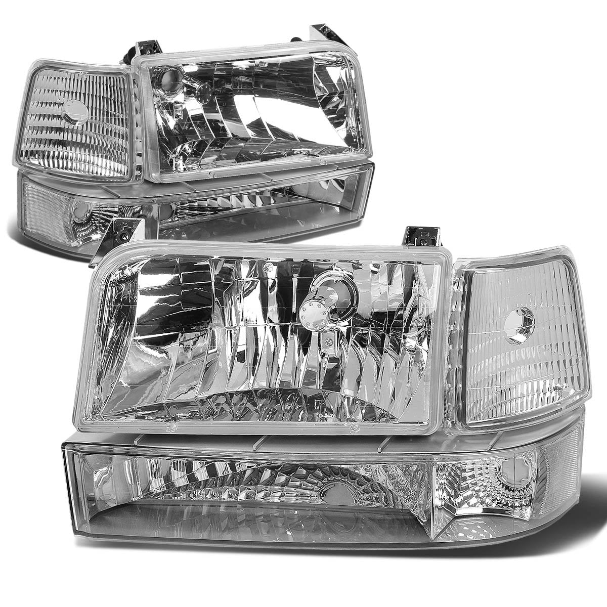 DNA Motoring HL-OH-F15092-6P-CH-CL1 Par de Faros Delanteros Cromados para Ford Bronco/F-150/F-250/F-350 1992-1996
