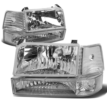 DNA Motoring HL-OH-F15092-6P-CH-CL1 Par de Faros Delanteros Cromados para Ford Bronco/F-150/F-250/F-350 1992-1996