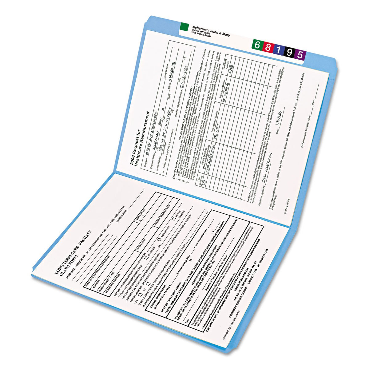 Smead Straight Cut Archivo Carpetas, reforzada Tab, tamaño carta, 100 por caja, Azul, Letter