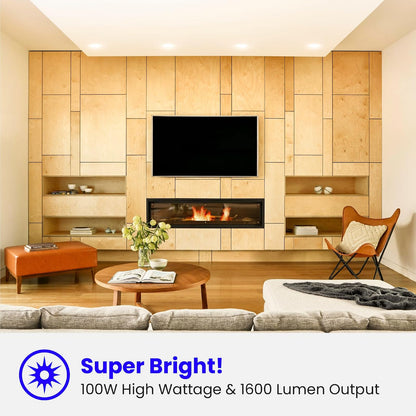 Feit Electric - Bombillas LED BR30, equivalente a 100 W, regulables, base estándar E26, 80 CRI, 1400 lúmenes, 2700 K, blanco suave, 120 V, 10 años de vida, clasificación húmeda, paquete de 6,