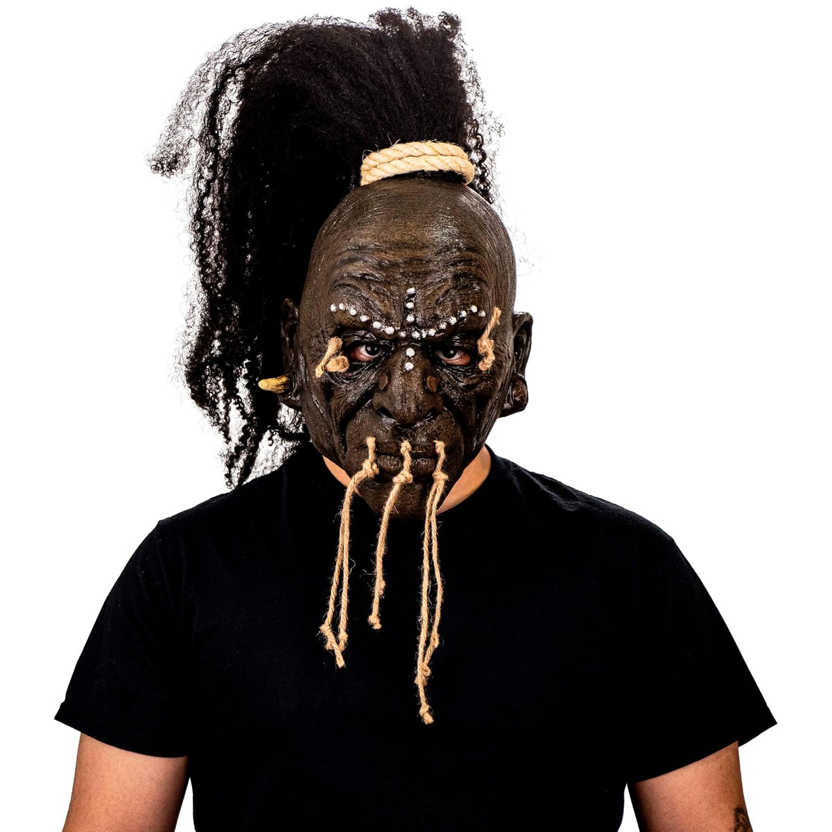 Ghoulish Productions Máscara De Látex Shuar Chieftain, Accesorio Látex Cosplay Jefe Voodoo, Disfraz Aterrador para Halloween y Fiestas Temáticas, Cosplay Magia Vudú, Diseño Artesanal