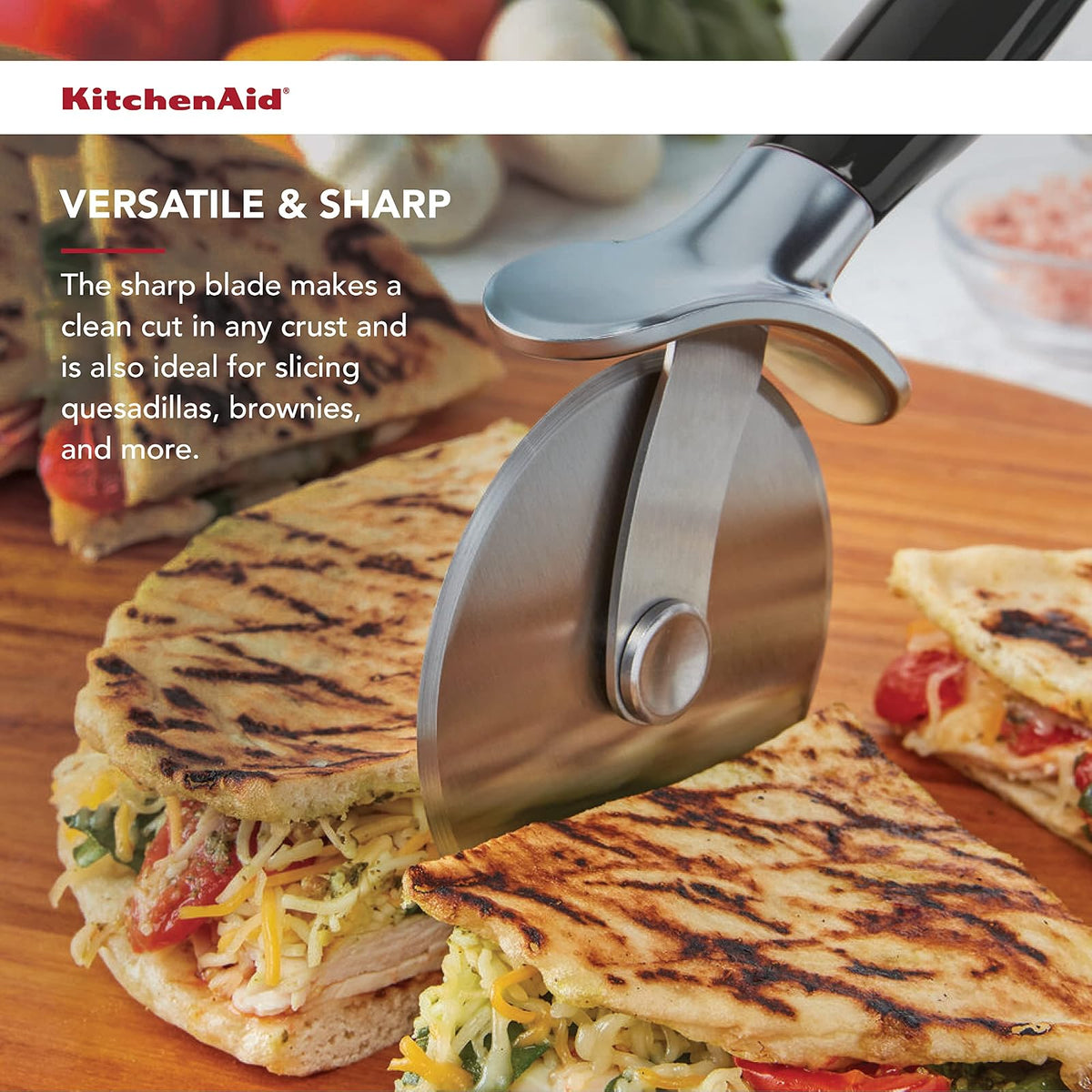 KitchenAid Rueda clásica para pizza, 9 pulgadas, color negro
