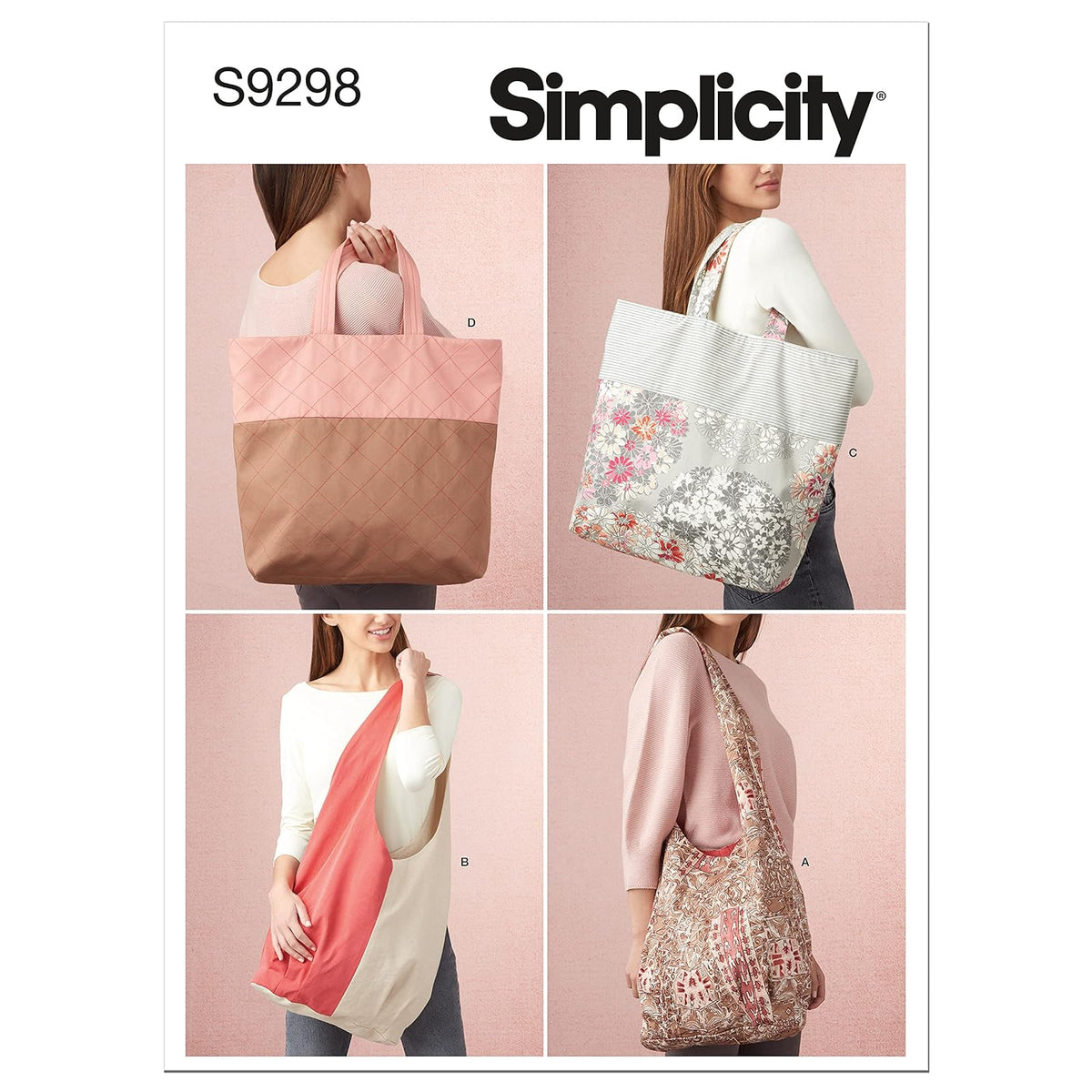 Simplicity Market and Grocery - Paquete de bolsa de mano, código 9298 solo patrón de costura, talla única, color blanco