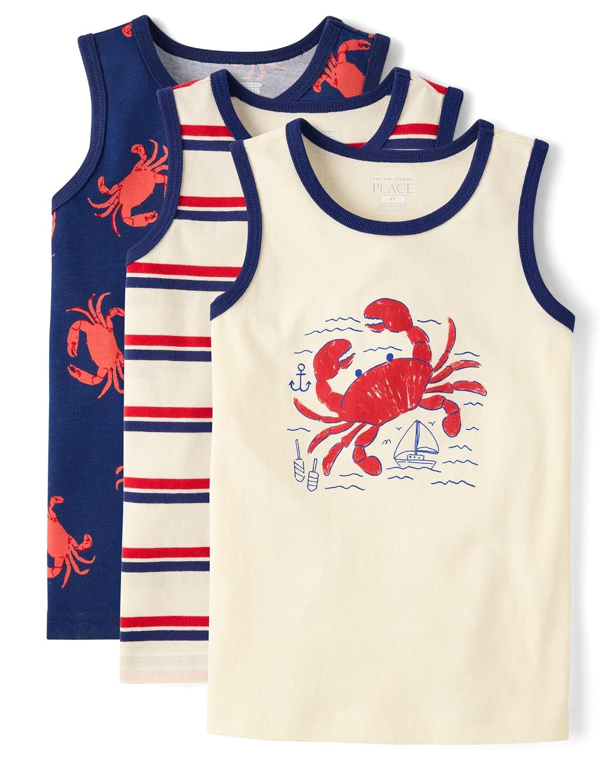 The Children's Place Camisetas Gráficas Manga Corta para Niño - Paquete de 3 langostas - 2T