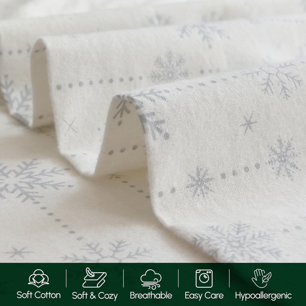 Elegant Comfort - Juego de sábanas de franela de algodón turco, ultra suave, 4 piezas, 100% algodón, sábanas de franela de Navidad, cálidas y acogedoras de calidad premium, sábana bajera ajustable con