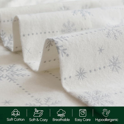 Elegant Comfort - Juego de sábanas de franela de algodón turco, ultra suave, 4 piezas, 100% algodón, sábanas de franela de Navidad, cálidas y acogedoras de calidad premium, sábana bajera ajustable con