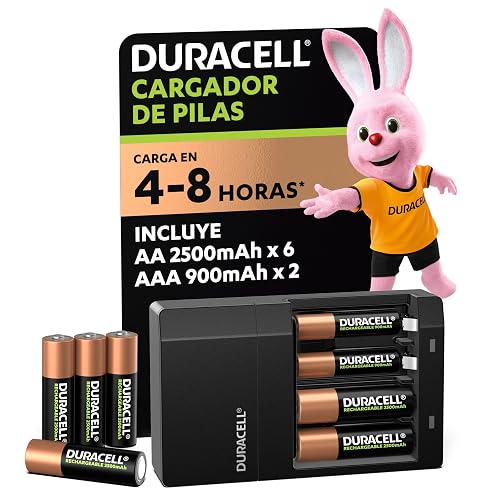Duracell Cargador de Pilas AA/AAA - Incluye 6 AA y 2 AAA