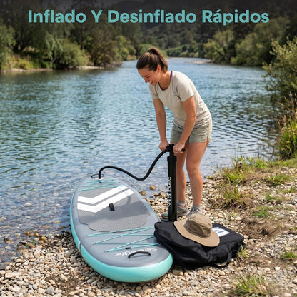SereneLife Tabla de Paddle Inflable Ultra-Ligera con Accesorios Premium, Diseño Ancho y Estable con Almohadilla EVA Antideslizante, Ideal para Jóvenes y Adultos, Capacidad de 160 kg
