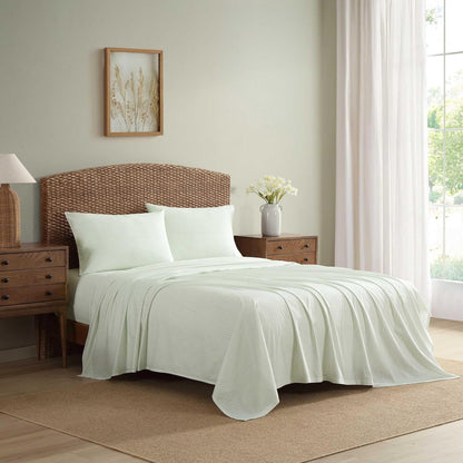 Laura Ashley - Juego de sábanas tamaño King, sábanas de percal de algodón crujientes y Frescas, Bolsillos Profundos, Ropa de Cama a Rayas con sábana Bajera Ajustada y Fundas de Almohada a Juego