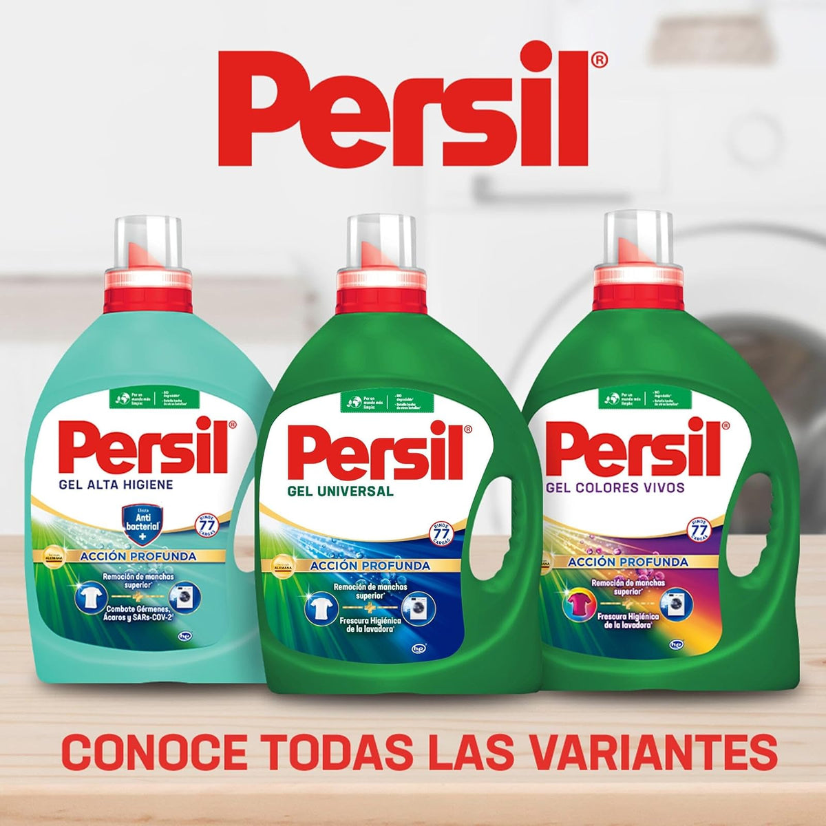 Persil - Detergente Gel Universal 4.65L Jabón Líquido para Ropa Acción Profunda (77 cargas), Remueve Manchas, Limpieza con Frescura Duradera, Tecnología Alemana