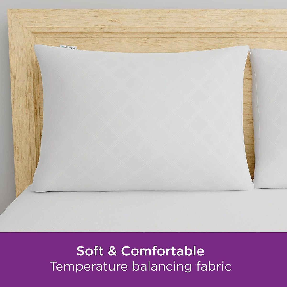 Juego de 2 Protectores de Almohada King AllerEase – Equilibrio de Temperatura, Recomendado por alergólogos, Transpirables, Protectores con Cierre