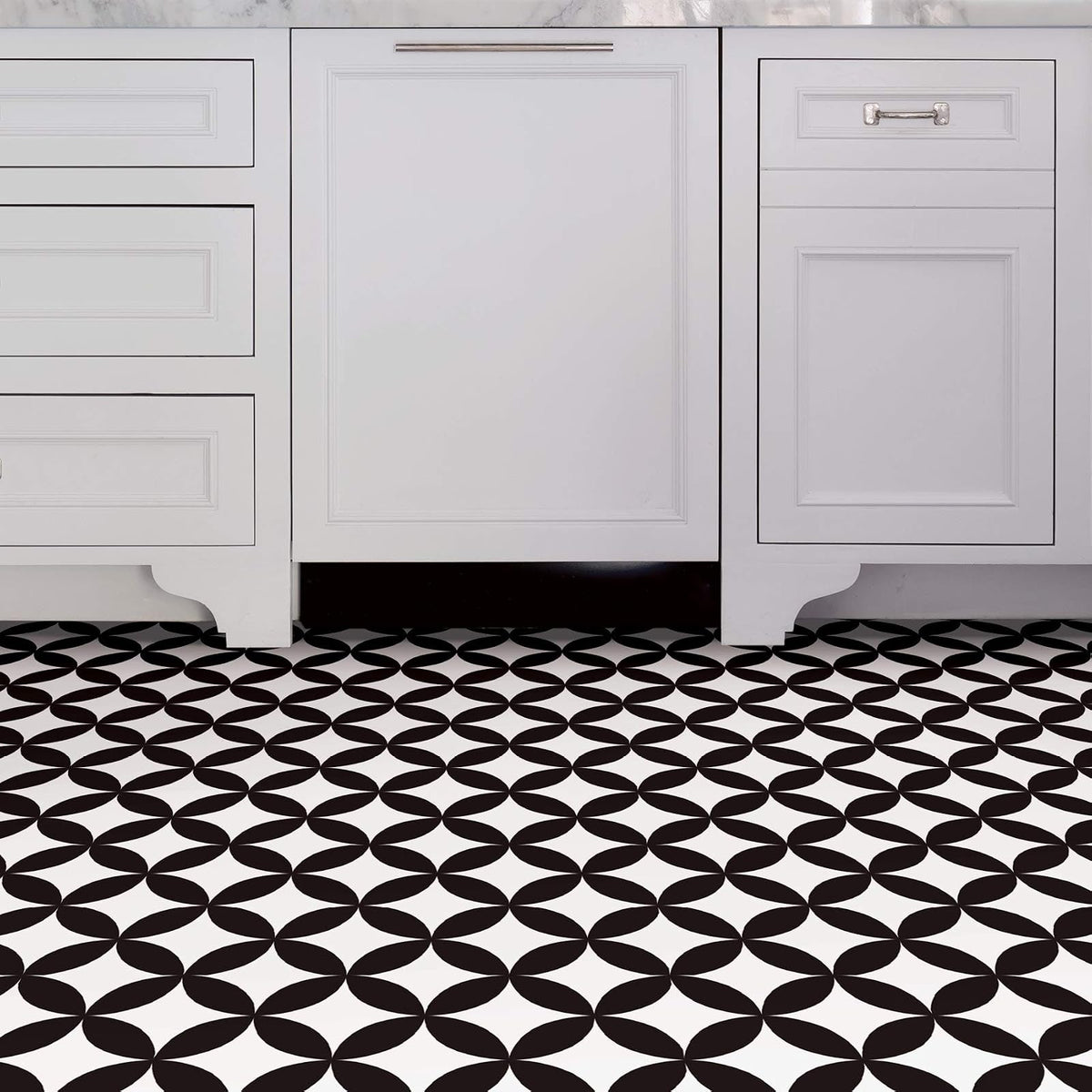 FloorPops - Azulejos de piso para despegar y pegar color negro, FP3301