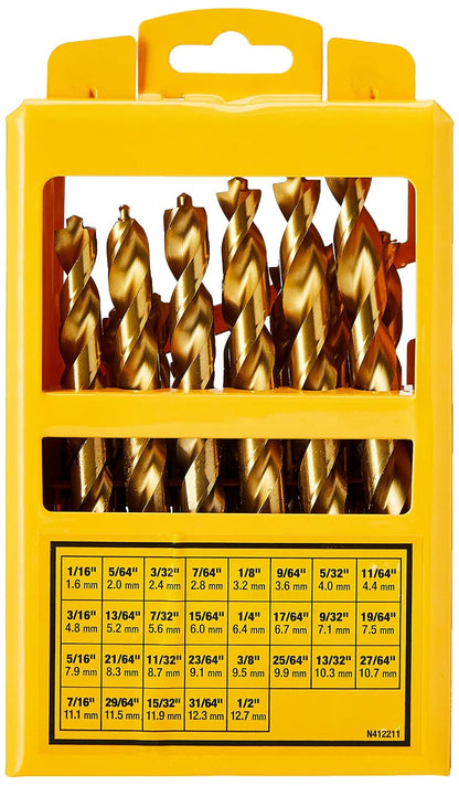 DEWALT DW1369 Juego de 29 Brocas Recubiertas de Titanio, Pilot Point