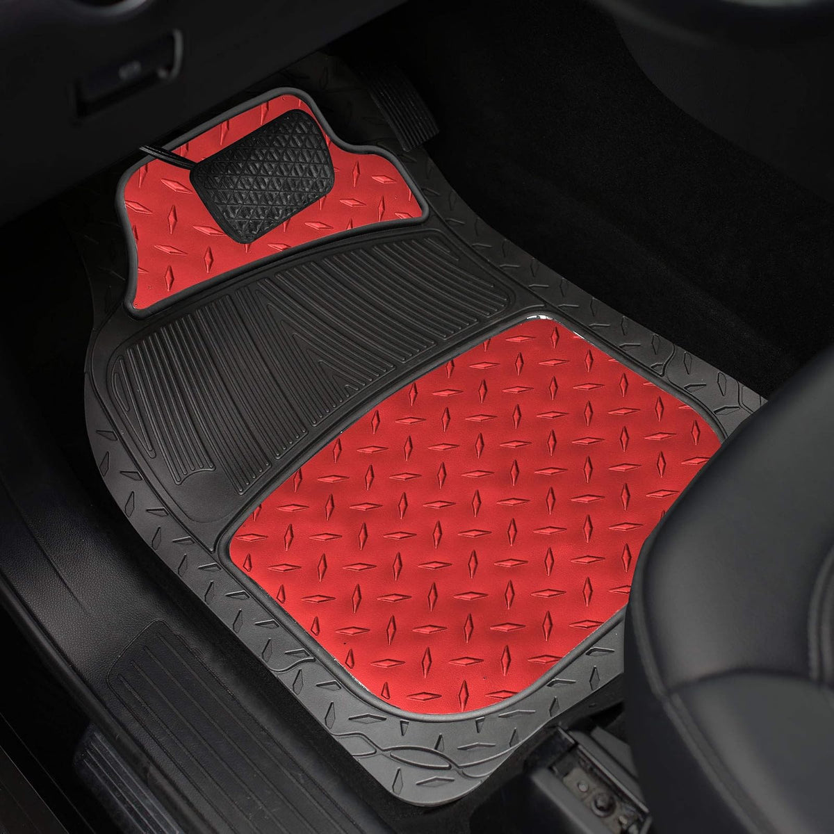 FH Group F11315RED - Alfombrillas de Goma para Todo Tipo de Clima, para Automóviles, Camiones y SUV, Ajuste Universal para Adaptarse al diseño