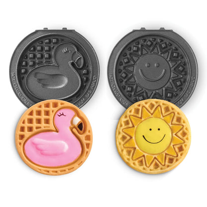 DASH Placas Extraíbles para Mini Waflera 4 Pulgadas (Paquete de 2) - Flamenco y sol