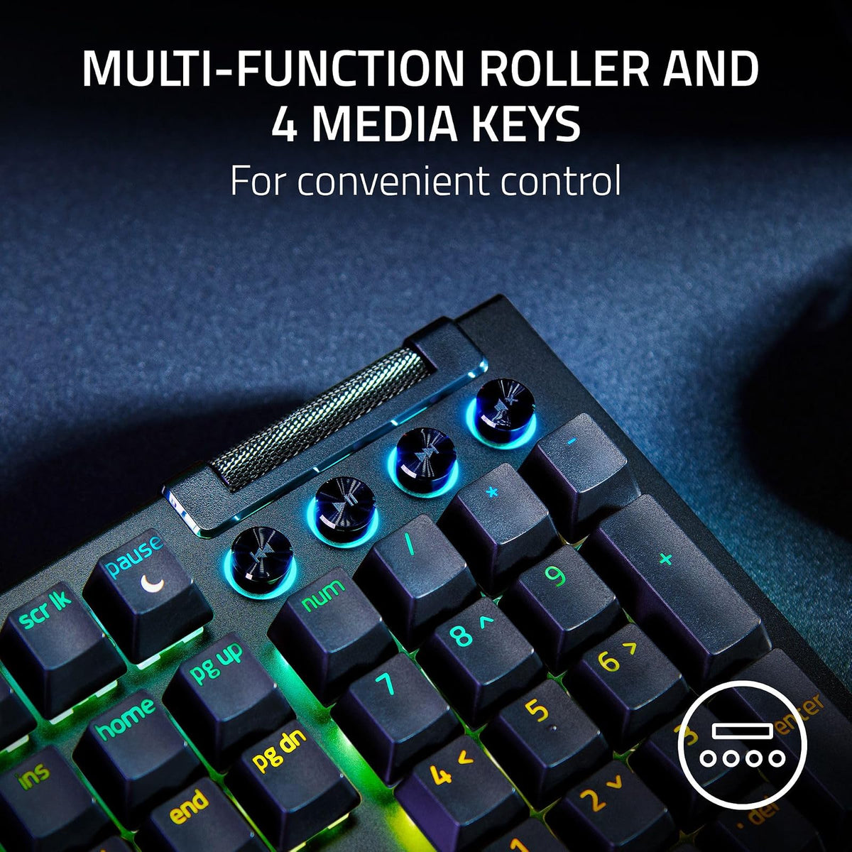 Razer Teclado mecánico V4 para Juegos: interruptores Verdes táctiles y Clic, Chroma RGB - 6 macros programables - Reposamuñecas magnético