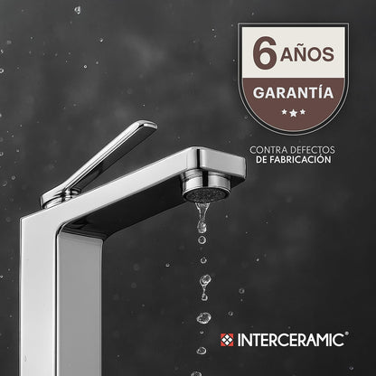 Interceramic Conjunto de regadera Cuadrada Monomando de Techo Dublín en Cromo Pulido | Cabezal Giratorio 360° | con Llave Mezcladora | Cartucho Cerámico antigoteo