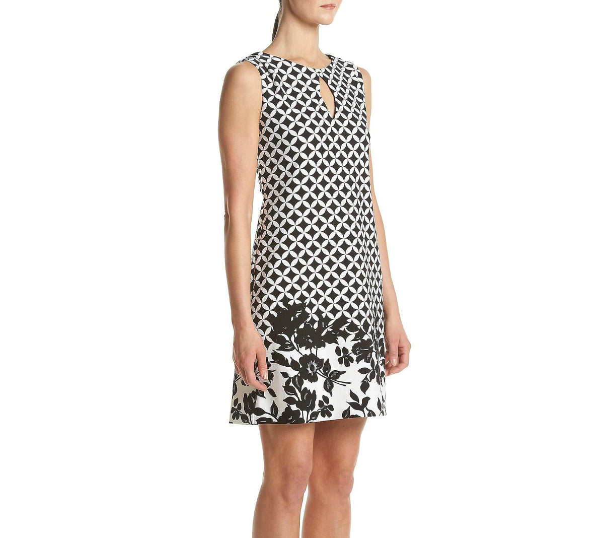 Gabby Skye Vestido de Cuello Redondo sin Mangas Crepe Shift Vestido para Mujer