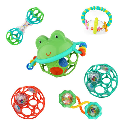 Bright Starts Soothers & Shakers Set de Regalo 7 Piezas, Sonajas y Mordederas - Verde