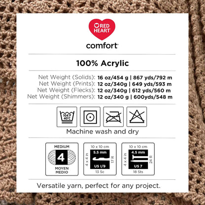 Red Heart Comfort - Hilo blanco y negro - 1 paquete de 12 oz/454 g - Acrílico - 4 Medianos (Worsted) - 867 yardas - Tejer/Crochet