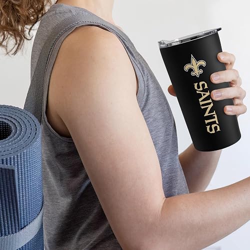 Rico Industries NFL Football New Orleans Saints - Vaso suave al tacto, fácil agarre de 18 onzas