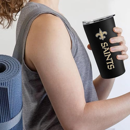 Rico Industries NFL Football New Orleans Saints - Vaso suave al tacto, fácil agarre de 18 onzas
