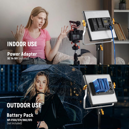 NEEWER Kit 2 Luces LED de Video 480 Bi Color Regulables, 3200K-5600K | CRI96+, Panel LED con Soporte u, Trípode 75", para YouTube, Grabación, Estudio, Fotografía, Streaming y Luz Principal