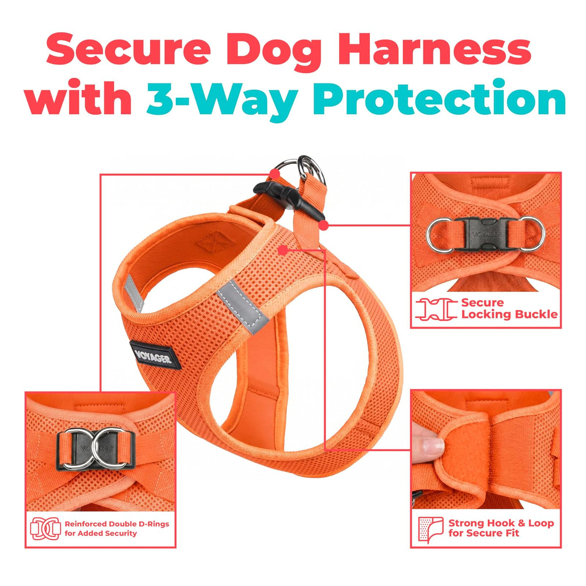 Best Pet Supplies - Arnés de Malla para Perros pequeños y medianos Voyager Step-in Air para Todo Tipo de Clima, Color Naranja (Ribete a Juego), Talla XXXS