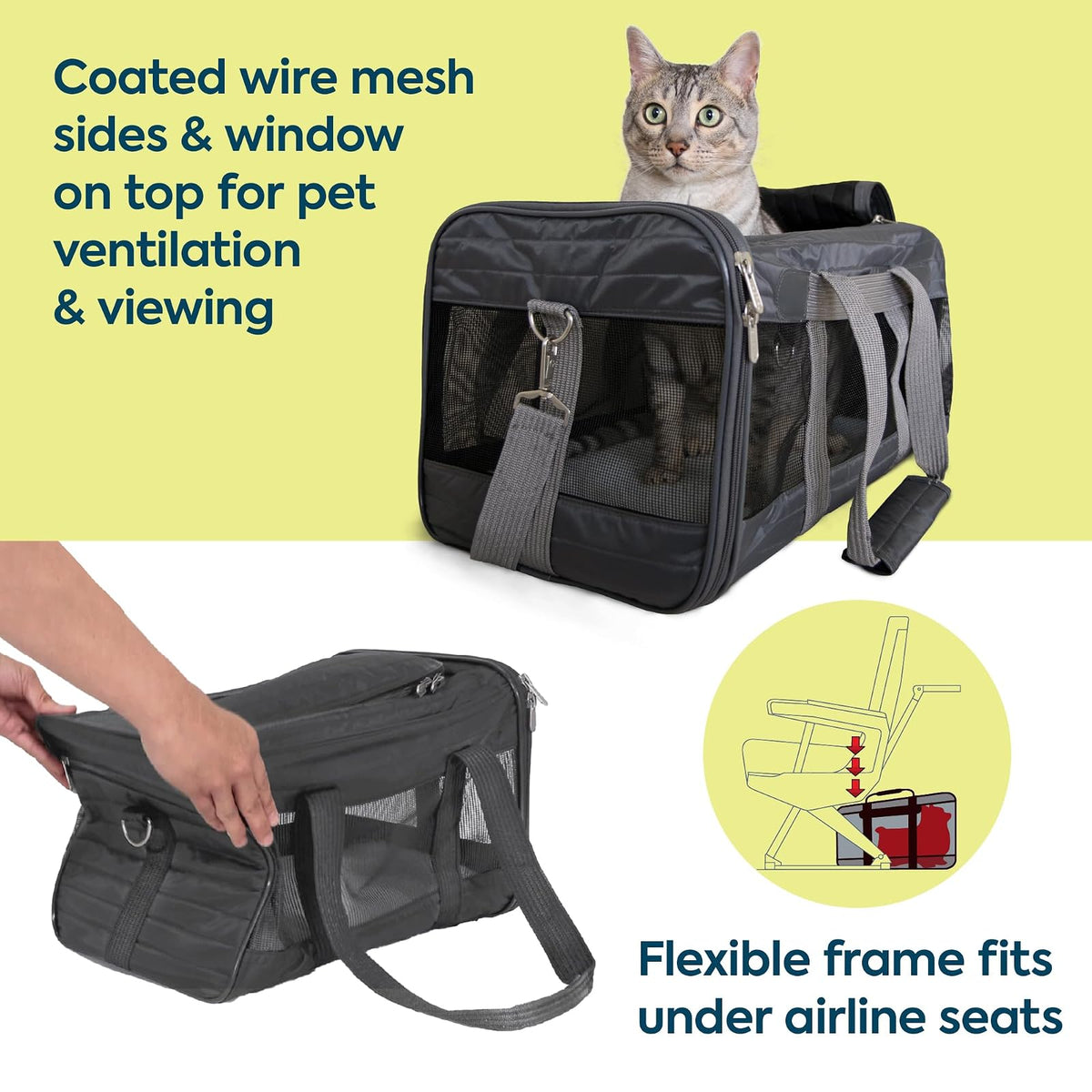 Sherpa Travel Original Deluxe Airline - Transportín para Mascotas, Carbón, Large