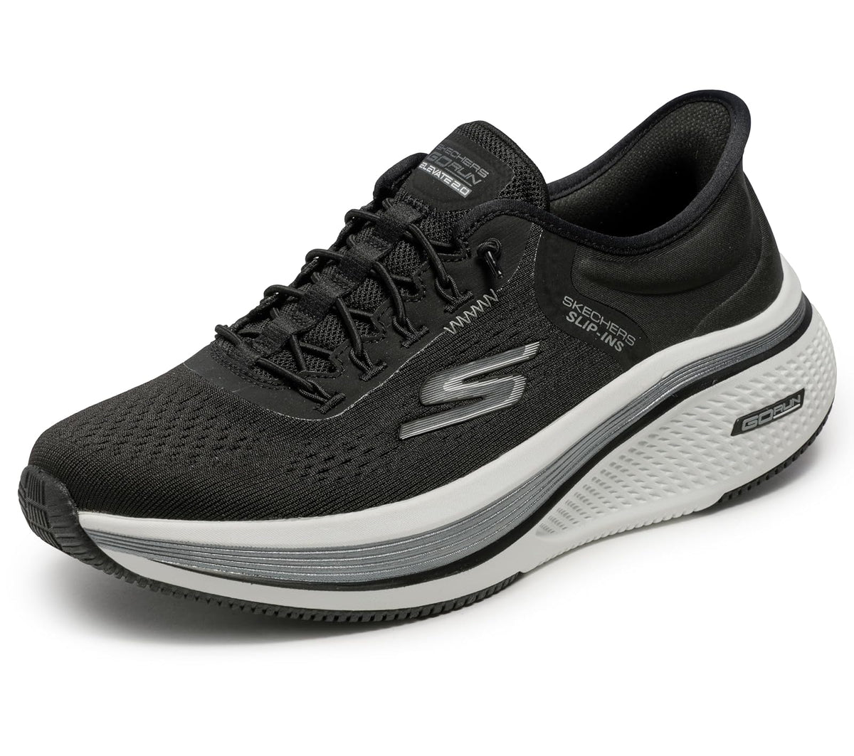 Skechers Go Run Elevate 2.0 Banyan Tenis Sin Cordones para Mujer - 22.5 cm - Negro - Blanco
