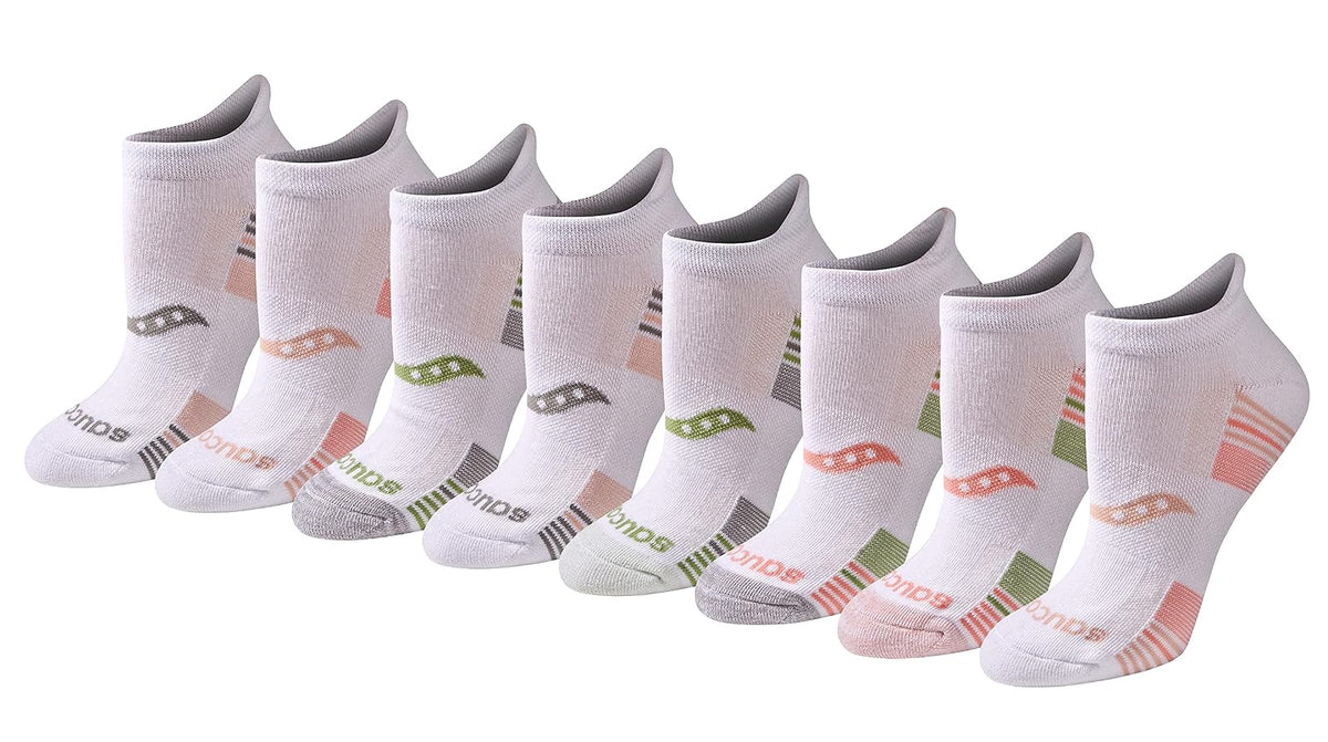 Saucony Calcetines Deportivos Heel Tab para Mujer - M - Rosa blanca surtida (8 pares)