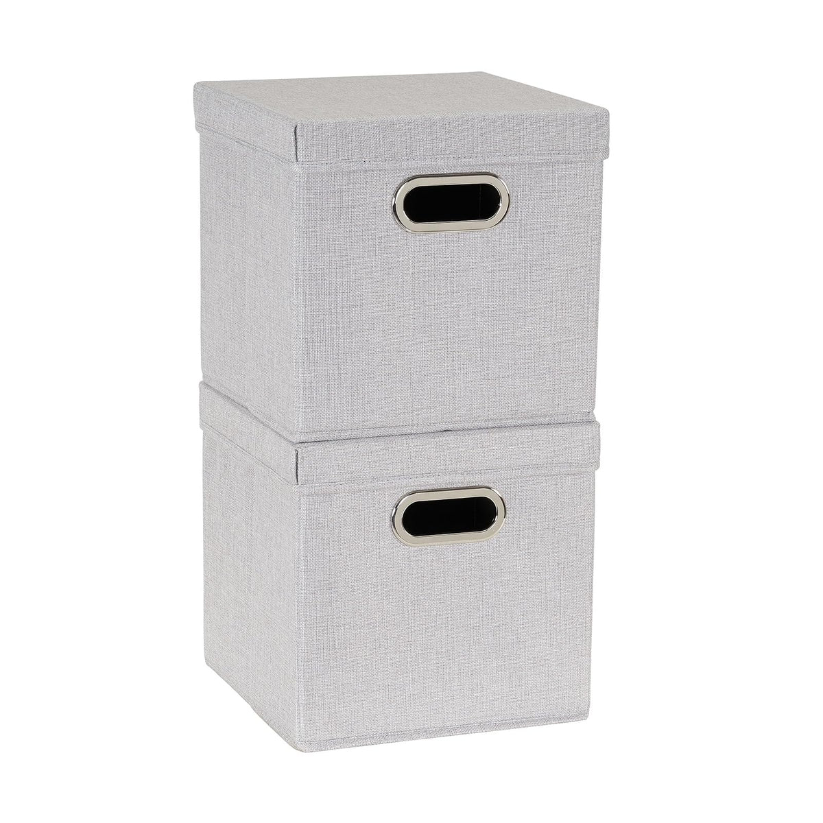 Household Essentials Café - Juego de cubos de almacenamiento con tapas y asas, Gris (Grey Linen), 1 - Gris
