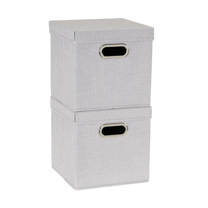 Household Essentials Café - Juego de cubos de almacenamiento con tapas y asas, Gris (Grey Linen), 1 - Gris