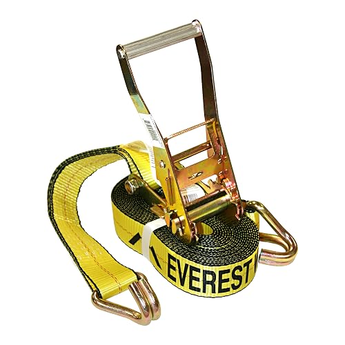 Everest - Amarre de trinquete de primera calidad, paquete de 1, 2 pulgadas, 27 pies, carga de trabajo de 3333 libras, resistencia a la rotura de 10000 libras, gancho en forma de doble J, correas de carga perfectas para mover electrodomésticos, equipos de 