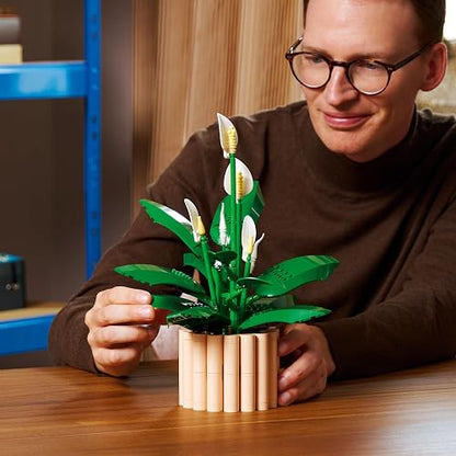 LEGO Lirio de la Paz – Decoración Floral – Kit de Construcción para Adultos – Regalo para Cumpleaños o la Fiesta de Inauguración de una Casa – Maceta de Adorno – 11504