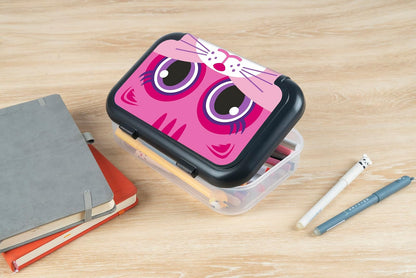 ZIPIT - Caja de lápices de plástico reciclado para niñas, estuche de gran capacidad para la escuela, caja organizadora de papelería duradera, gatito rosa