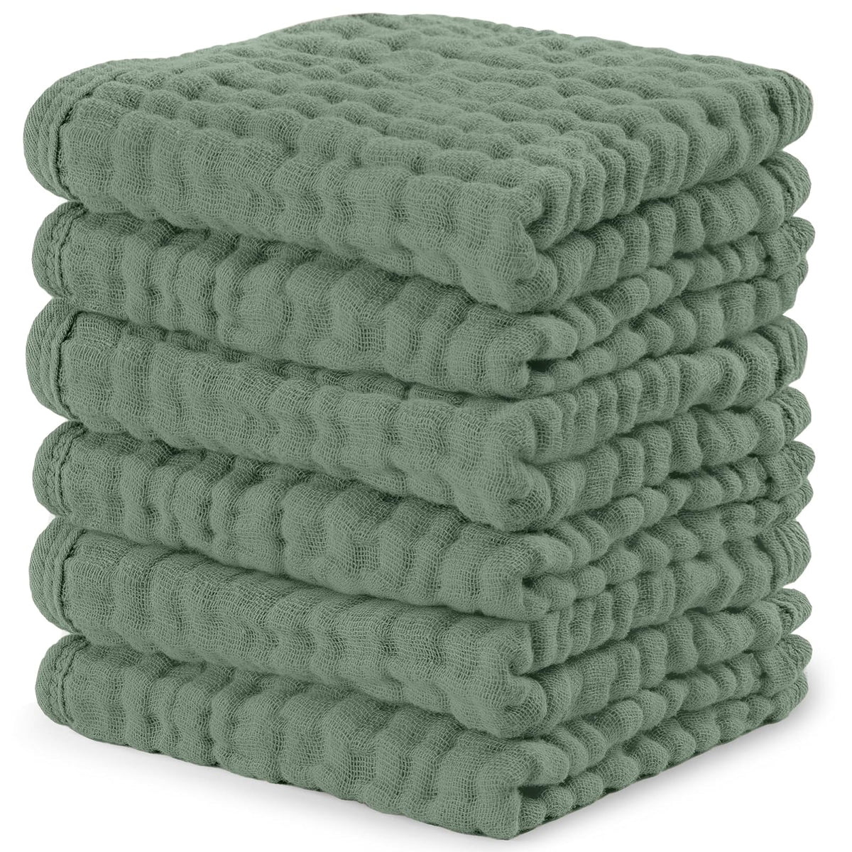 Comfy Cubs Toallitas de Muselina para Bebé, 6 Capas, Paquete de 10 - Paquete de 6 25x25 cm - Helecho