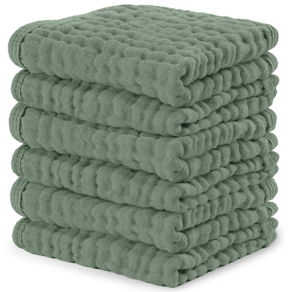Comfy Cubs Toallitas de Muselina para Bebé, 6 Capas, Paquete de 10 - Paquete de 6 25x25 cm - Helecho